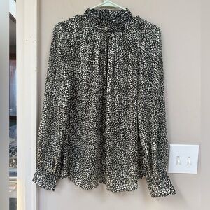 H&M Black and Cream Patterned Blouse